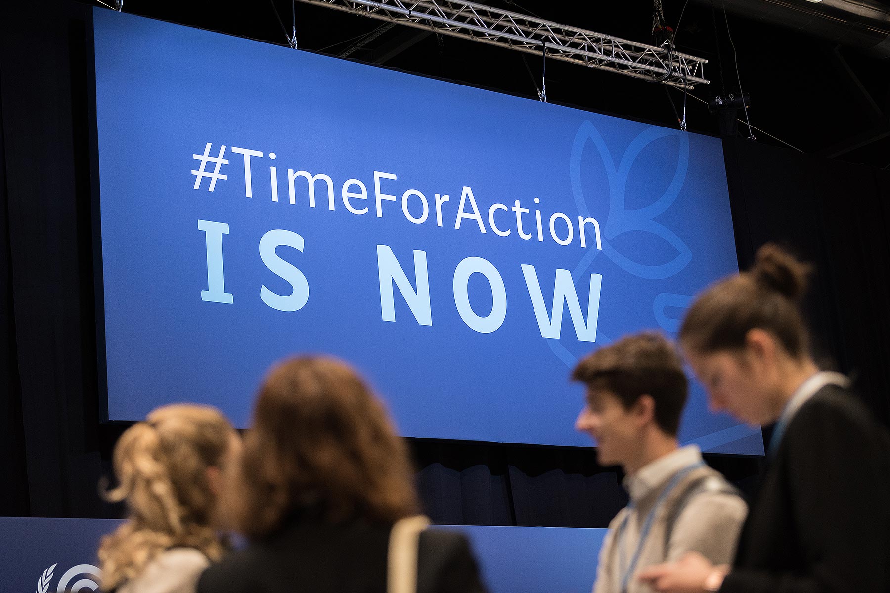 #TimeForAction is Now reads a sign at COP25, reflecting the need for urgent action to mitigate the global climate crisis. Photo: LWF/Albin Hillert 