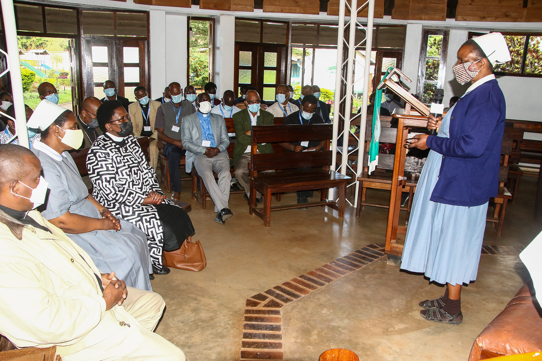 Director of the Lutheran Sisters’ Convent Ushirika wa Neema Sister Elistaha Mlay briefs EECMY and LWF delegates on the work of their community. E.Adolph/ELCT