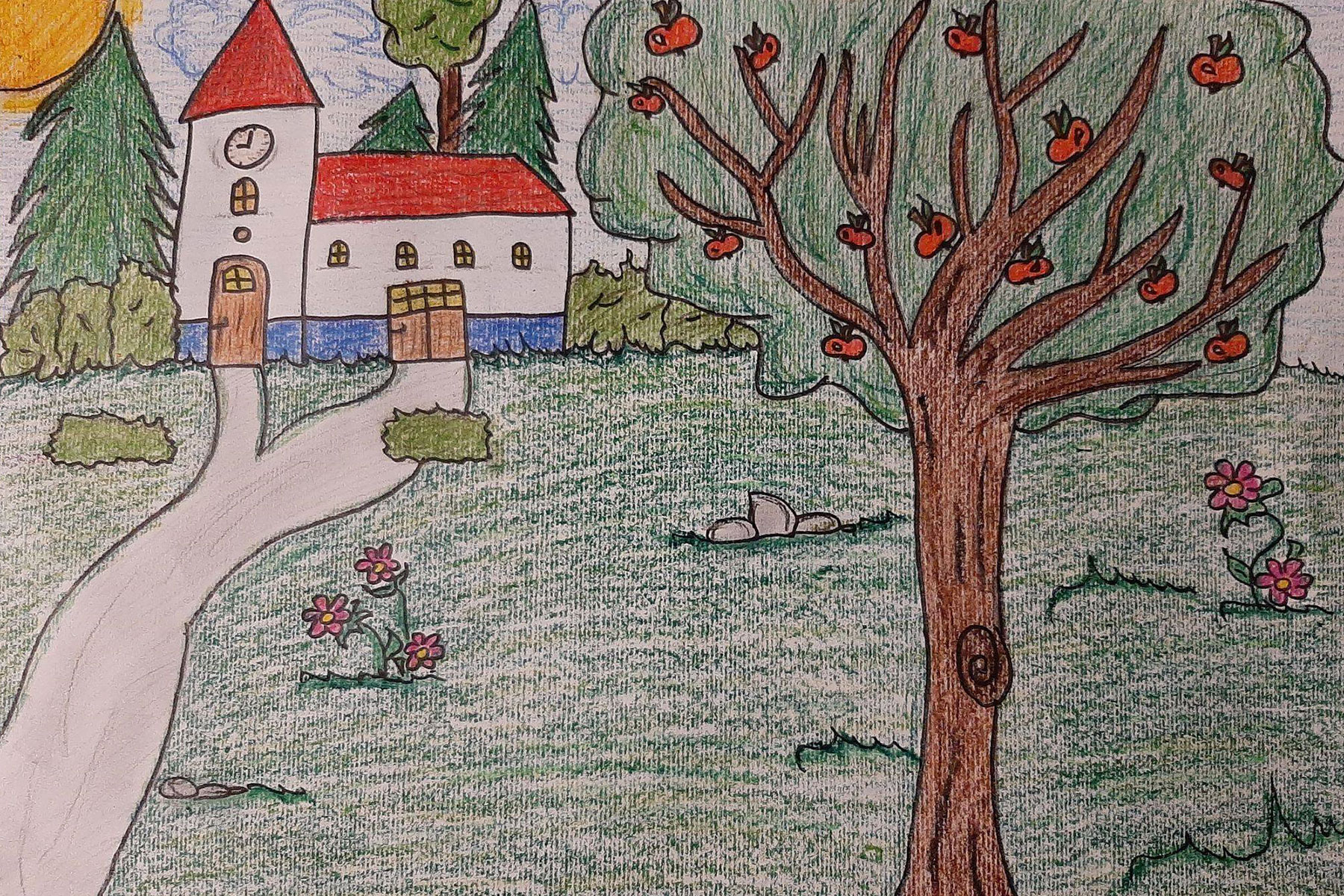 In addition to planting apple trees, children also made drawings, learnt songs, and prepared a church service.