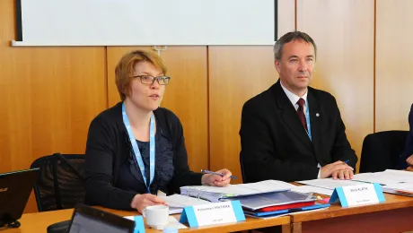 LWF/DTPW director Rev. Dr Kaisamari Hintikka (left) and committee chair Bishop Dr MiloÅ¡ KlÃ¡tik.