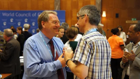 LWF/DWS director Rev. Eberhard Hitzler (left) and newly appointed DMD director Rev. Dr Carlos Bock Â© LWF/S. Gallay