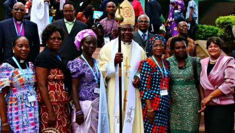 Bishop Malasusa, centre, with members of the LWF Council