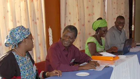 [Left to right] Rev. Dr Elieshi Mungure (LWF); Bishop Thomas J. Barnett, Ms Phyllis Brewah (Sierra Leone); and Rev. Dr Peter Bartimawus (Nigeria), during a sub-regional presentation at the ALCLC in Nairobi, Kenya. Â© LWF/Fredrick Nzwili