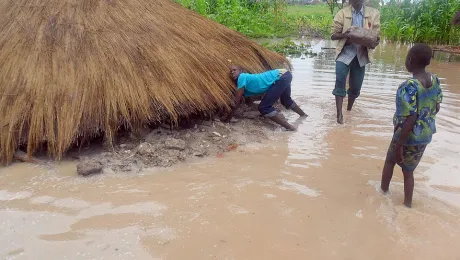 The heavy rainfall and flooding has inundated fields and damaged houses in southern Chad. Â© LWF/DWS Chad