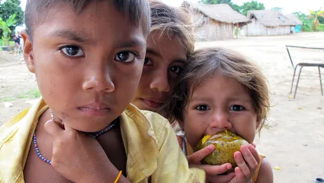 Children from the La Esperanza indigenous community in the department of Arauca in Colombia. The LWF has been supporting communities like this which have been displaced by the decades-long armed conflict in the country. Â© LWF/DWS Colombia/M. SjÃ¶gren