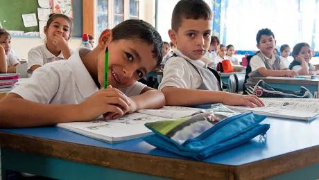 Promotion of tolerance and mutual respect starts at an early age at the ELCJHLârun Dar al-Kalima Evangelical Lutheran School in Bethlehem where the student body is 40 percent Christian and 60 percent Muslim. Â© ELCJHL/ Elizabeth McHan