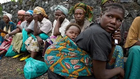 Internally displaced persons wait for assistance during previous fighting in Goma, Democratic Republic of Congo. Â© Tarik Tinazay/DKH-ACT