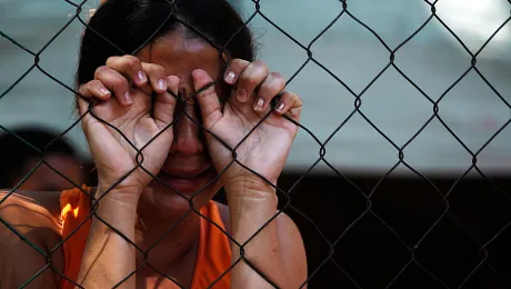 A woman grieves as she waits outside a morgue in Tegucigalpa to receive the body of her relative killed in the Comayagua prison fire. Â© Reuters/Jorge Lopez, courtesy Trust.org - AlertNet