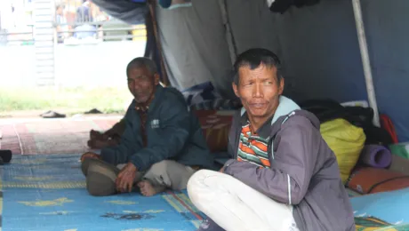 Displaced Karo land inhabitants at the Kabanjahe evacuation center in North Sumatra. Photo: HKBP/Fernando Sihotang