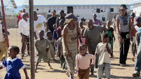 Playful singing and dancing at the Kakuma reception center Â© LWF/DWS/R. Karimi