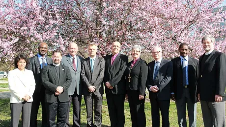 ILC Interim Executive Secretary Rev. Dr Ralph Mayan (fourth from left) and LWF General Secretary Rev. Martin Junge (fifth from left) and other representatives from both organizations during the meeting in Geneva, Switzerland. Â© LWF/M. Haas