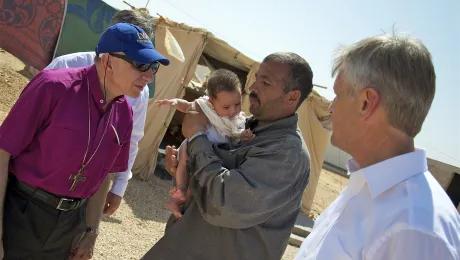 The LWF President and General Secretary visit Zaâatri residents in 2012. Photo: LWF/Thomas Ekelund