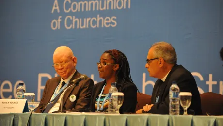 Danielle Dokman, Evangelical Lutheran Church in Suriname, speaks during the session on youth participation and intergenerational sharing at the 2014 LWF Council meeting. Photo: LWF/M. Renaux