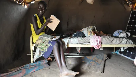 Nyaring, 13, South Sudanese refugee who came from Bor. LWF built her a house and provides her with school materials and cash. Photo: M. Renaux