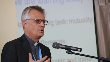 LWF General Secretary Rev. Martin Junge delivers his presentation during the Marangu anniversary conference on 20 May 2015. LWF/Tsion Alemayehu