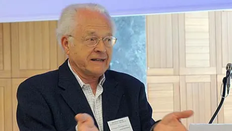 Swiss theologian Rev. Dr Jean-Pierre ThÃ©venaz delivers his presentation at the LWF symposium on work and coordination. Â© LWF/I. Benesch