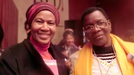 (Left) Phumzile Mlambo-Ngcuka, executive director of UN Women and (right) Rev. Elitha Moyo, coordinator of the ELCZ Gender Justice Project. Photo: Christine Mangale