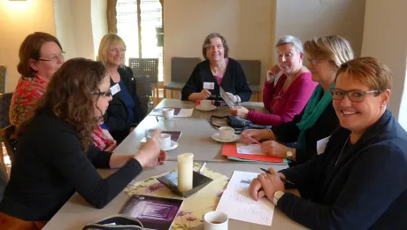 Bishop GuÃ°mundsdÃ³ttir (third from right) and other participants of the European WICAS conference in Meissen. Photo: LWF/E. Neuenfeldt