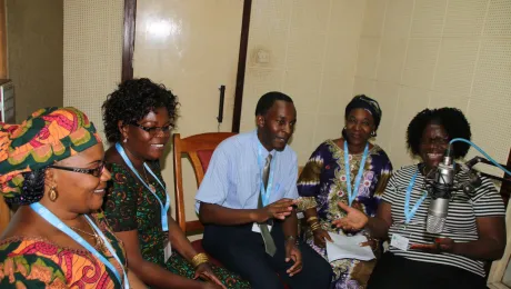 Lutheran women take to the airwaves in Moshi, Tanzania, with a message that women's rights must be upheld. Photo: LWF/Tsion Alemayehu