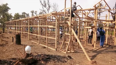 The construction site of the new health center, which will benefit about 14,00 Congolese refugees and nearby host communities. Photo: LWF Angola