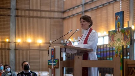 In her sermon, Burghardt reflected on the words of St Paul's letter to the Romans, urging Christians to be âtransformed by the renewing of your minds, so that you may discern what is the will of God.â Photo: LWF/M. Renaux 