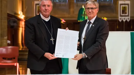 Archbishop Christopher Prowse of the Australian Catholic Bishops Conference and LCA Bishop John Henderson have signed a joint statement issued to mark the 500th anniversary of the Reformation. Photo: Ben Macmahon