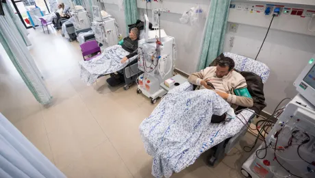 Patients receive Dialysis treatment at the Augusta Victoria Hospital. Photo: LWF/Albin Hillert.