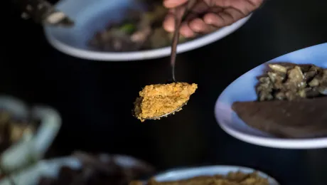 A traditional meal is served in Hadiya, south central Ethiopia. Photo: Albin Hillert/LWF