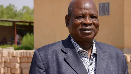 Rev Robert Goyek Daga, in front of the millennium Cathedral that his church is building in the center of Garoua town. Photo: LWF/ C. KÃ¤stner