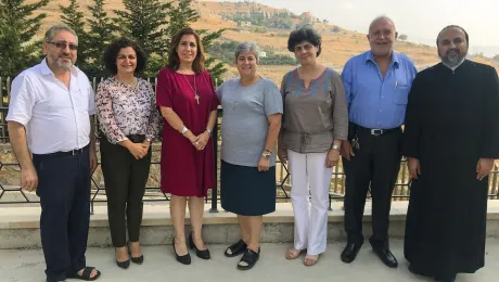 Members of the Middle East Council of Churchesâ commission, including Fr Gaby Hachem (first on left) and Dr Souraya Bechealany (third from right), who drew up the resources for Christian Unity Week. Photo: MECC