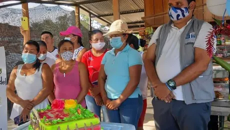 The sales stand of the Grupo de Mujeres de las Mercadas Campesinas in la Yuca village. All photos: LWF Colombia