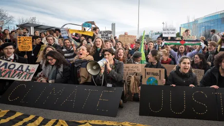 As COP25 is about to draw to a close, hundreds of young people mobilize through Fridays for Future in a strike for the climate, inside and outside the venue of COP25 in Madrid, calling for urgent action for climate justice. All photos: LWF/Albin Hillert