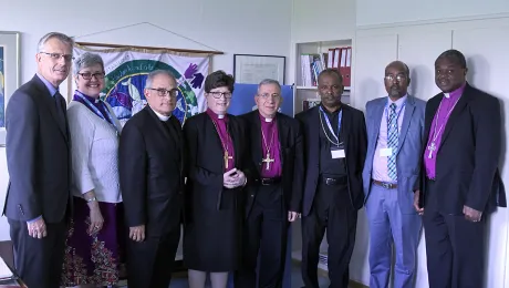 Participants of the signing ceremony between EECMY â DASSC and ELCA Global Mission to resume cooperation on ongoing projects in the field of Diakonia. Photo: LWF/S. Gallay