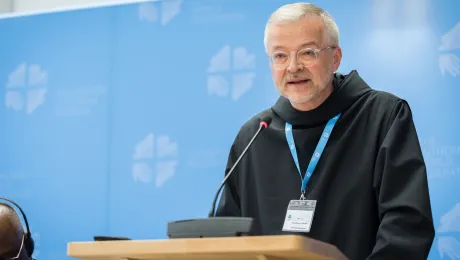 The LWF Council received greetings from its ecumenical partner representatives including Father Augustinus Sander of the Pontifical Council for Promoting Christian Unity. LWF/Albin Hillert