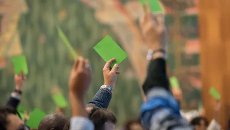 LWF Council members voting at the 2019 meeting in Geneva. Photo: LWF/Albin Hillert 