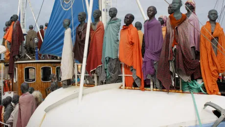 This sculpture, entitled âthe refugee shipâ, was made by Danish artist Jens Galschiot and exhibited at Nyhavn in Denmark.Photo: blondinrikard/Flickr (CC-BY)