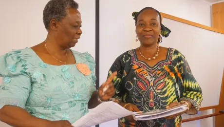 Dr Helen Kijo-Bisimba, of Tanzania (left), and Rev. Solange Yumba wa Nkulu, DRC, at the womenâs rights advocacy training in Geneva. Photo: LWF/P. Mumia