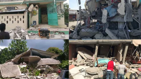 Houses and other buildings destroyed by the 7.2-magnitude earthquake which hit the south-west of the country on 14 August 2021. Photos: KORAL/MR BatismÃ© 