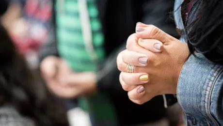 Praying at the church of San Lucas of the Evangelical Lutheran Church of Colombia, a congregation in the southern areas of BogotÃ¡. (Before COVID-19) . Photo: LWF/Albin Hillert