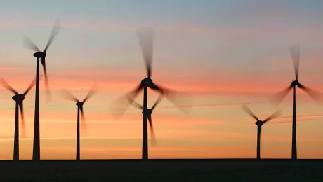 Wind turbines generate the green power needed by the parishes and church administration of the EKM, Germany. Photo: epd-bild/Steffen Schellhorn