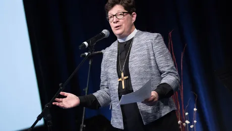 ELCA Presiding Bishop Elizabeth A. Eaton, addressing the Churchwide Assembly in New Orleans: Photo: ELCA