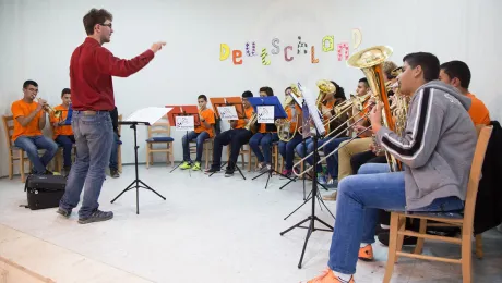 Brass for Peace make music at the ELCJHL School of Hope, Ramallah. Photo: ELCJHL