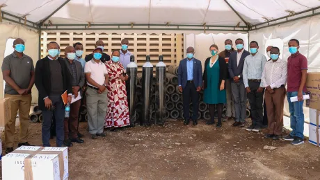 Evangelical Lutheran Church in Tanzania hospitals receive 100 oxygen cylinders and Personal Protective Equipment from the Lutheran Mission Cooperation (LMC) to help meet demand. Erick K. Adolph/ELCT