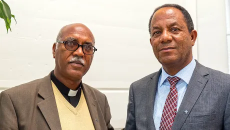 Evangelical Lutheran Church of Eritrea vice president, Rev. Habtom Tewolde, and General Secretary, Temesghen Berhane, visited Geneva to discuss Reformation celebrations. Photo: LWF/S. Gallay