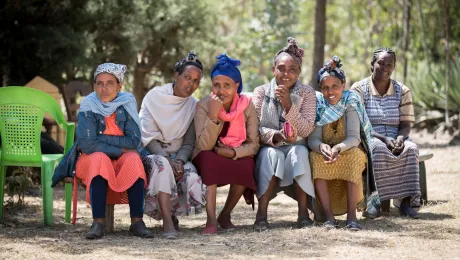 Participants in the womenâs self-help group Tesfa (âhopeâ) gather for the day. All photos: LWF/Albin Hillert