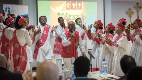 A vibrant performance by the Yetsedik Tsehay choir of the Ethiopian Evangelical Church Mekane Yesus set the stage, as the consultation âWe believe in the Holy Spirit: Global Perspectives on Lutheran Identities'Â  opened. Photo: LWF/Albin Hillert