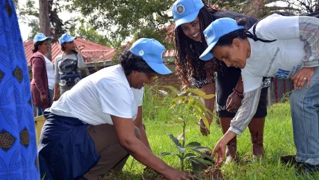 EECMY staff take part in the country-wide initiative to plant trees as part of the churchâs commitment to care for creation and mitigate against climate change. Photo: EECMY/Abeya Wakwoya