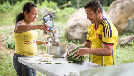 Through the project De la Guerra a la Paz (âFrom War to Peaceâ) aimed at reintegration into society, the Evangelical Lutheran Church of Colombia supports both ex-combatants and the communities they live alongside in the northern region of Antioquia. Photo: LWF/Albin Hillert 