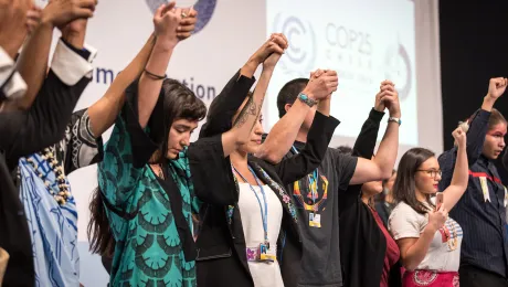 People of faith standing together for climate justice during COP25 in Madrid, Spain. Photo: LWF/Albin Hillert