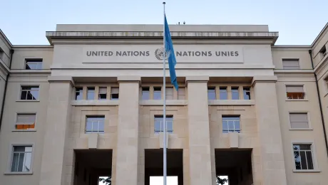 The Palais des Nations in Geneva, where the Human Rights Council meets. Because of sanitary measures, the webinar took place online. Photo: LWF/C. KÃ¤stner 